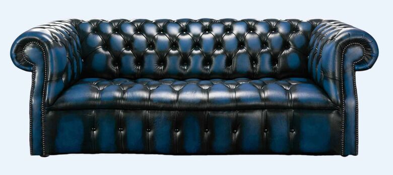 Chesterfield Darcy 3 Seater Antique Blue Leather Sofa Offer