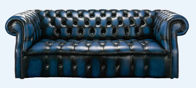 Product photograph of Chesterfield Darcy 3 Seater Antique Blue Leather Sofa Offer from Designer Sofas 4U