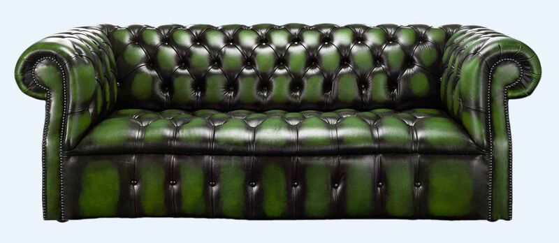 Product photograph of Darcy Green Antique Leather Chesterfield Sofa Designersofas4u from Designer Sofas 4U