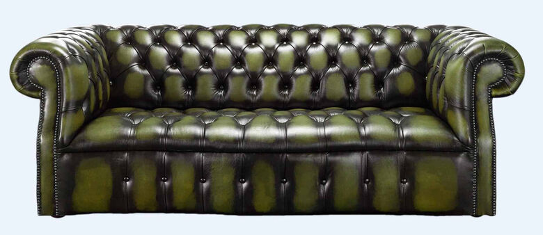 Chesterfield Darcy 3 Seater Antique Olive Green Leather Sofa Offer
