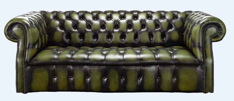 Product photograph of Chesterfield Darcy 3 Seater Antique Olive Green Leather Sofa Offer from Designer Sofas 4U