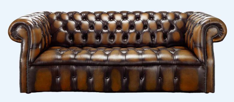 Tan Antique Leather Chesterfield Sofa | DesignerSofas4U