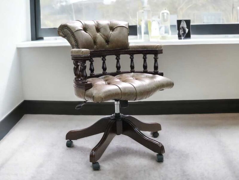 Product photograph of Chesterfield Captains Office Chair Cracked Wax Leather from Designer Sofas 4U