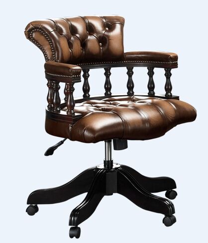 Chesterfield Captains Office Chair Antique Autumn Tan Leather