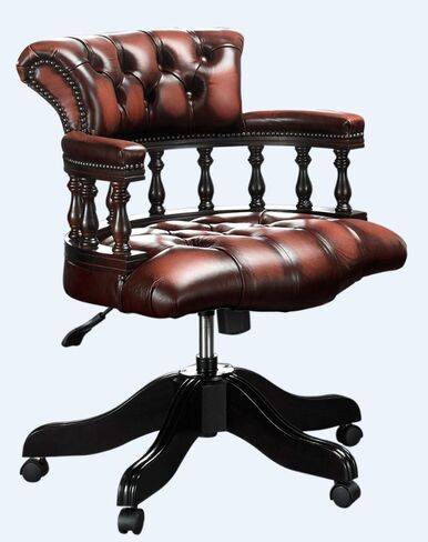 Chesterfield Captains Office Chair Antique Rust Leather