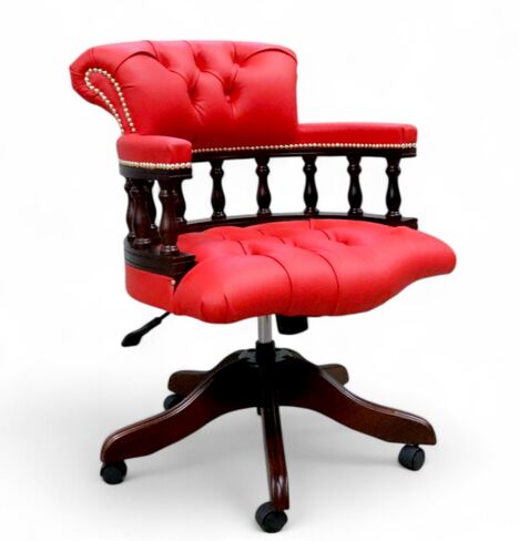 Chesterfield Captains Office Chair Flame Red Leather