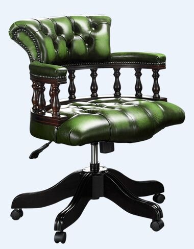 Chesterfield Captains Office Chair Antique Green Leather