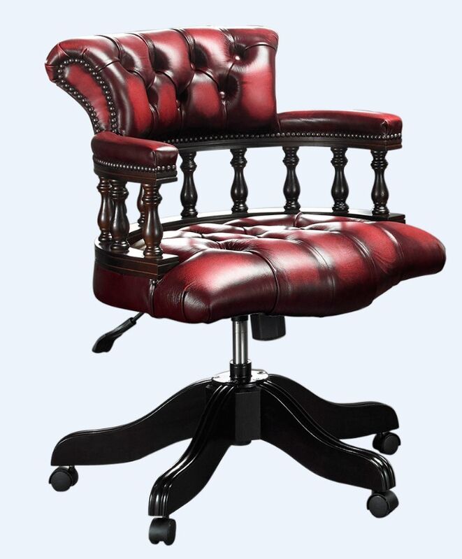 Product photograph of Chesterfield Captains Office Chair Antique Oxblood Leather from Designer Sofas 4U