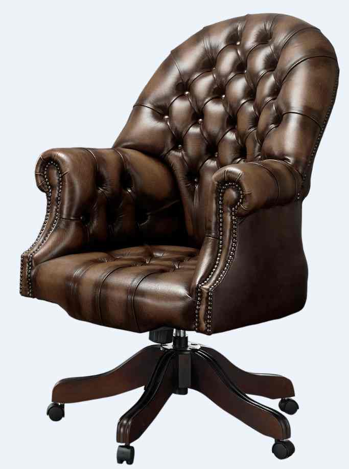 Chesterfield Directors Office Chair, Real Leather Office Chair Uk