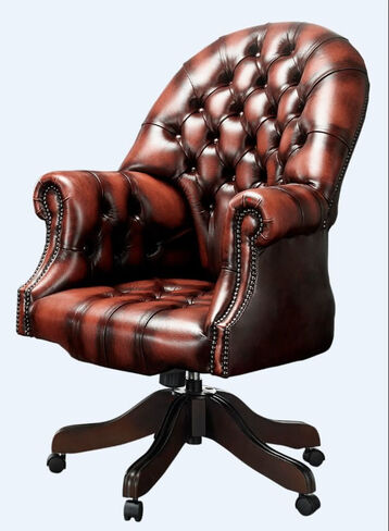 Chesterfield Directors Office Chair Antique Light Rust Leather