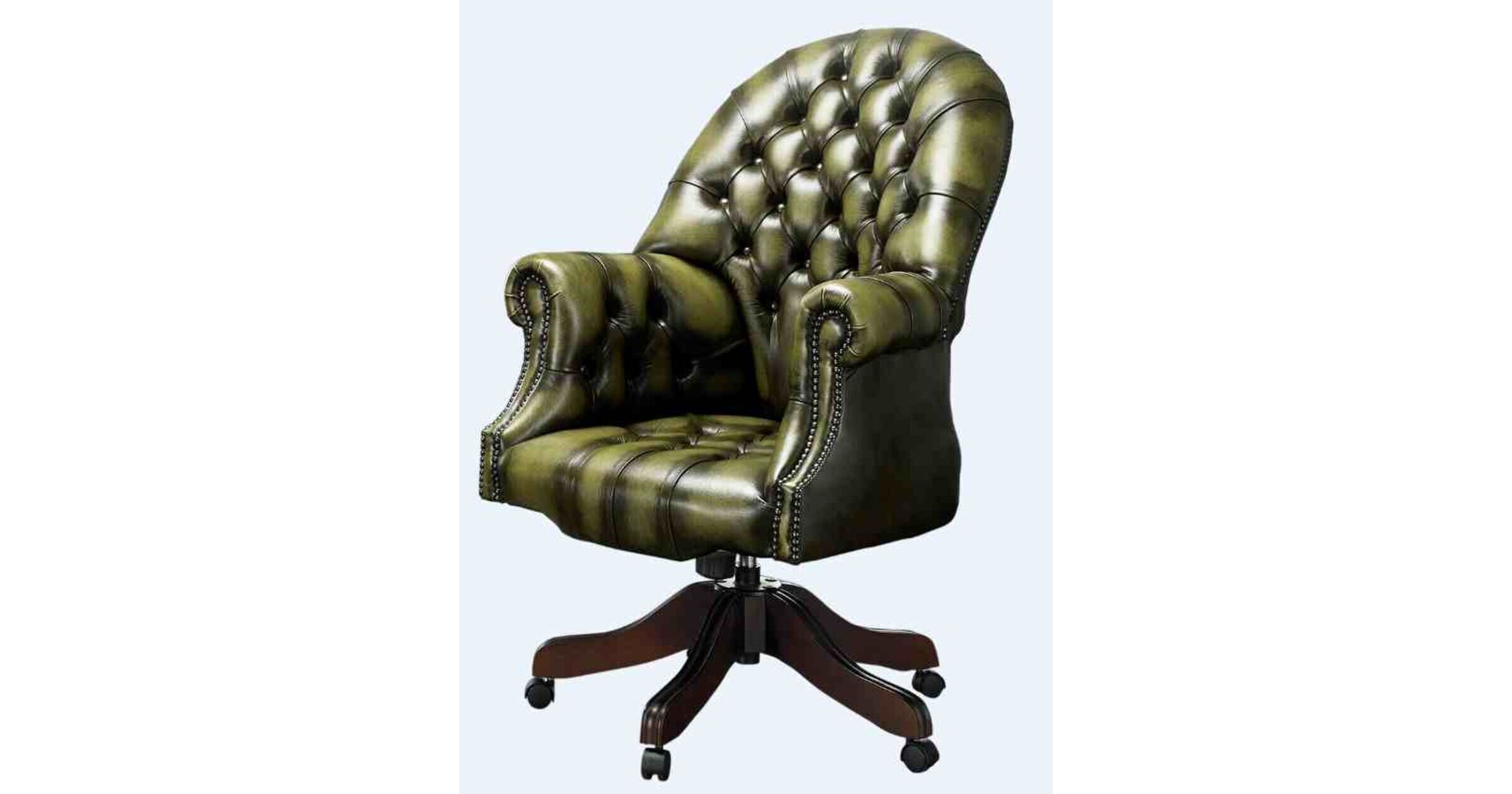 Chesterfield Directors Chair Antique Olive Real Leather Office Chair