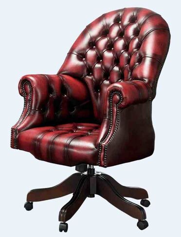 Chesterfield Directors Chair Antique Oxblood Real Leather Office Chair