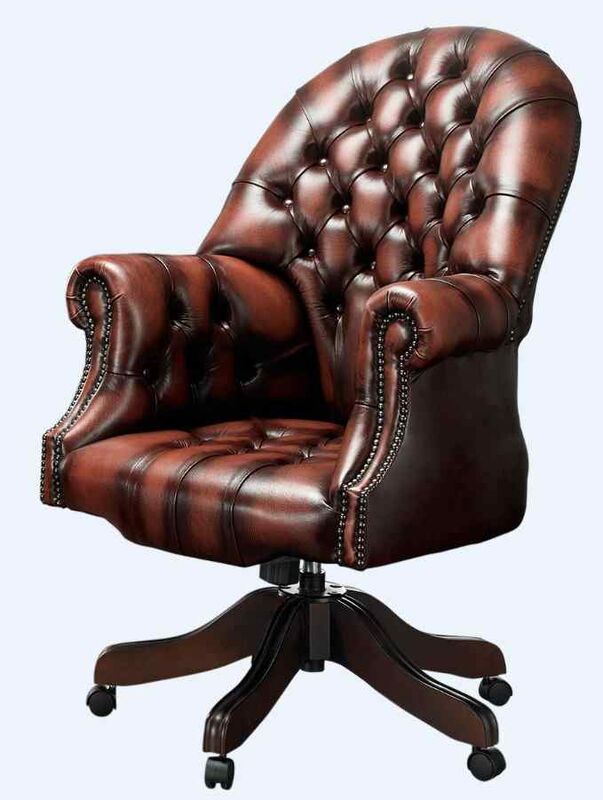 Product photograph of Chesterfield Directors Office Chair Antique Rust Leather from Designer Sofas 4U