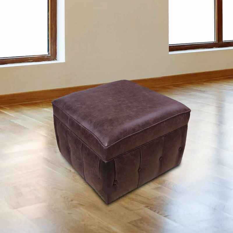 Product photograph of Chesterfield Footstool Pouffe Uk Manufactured Old English Brown from Designer Sofas 4U