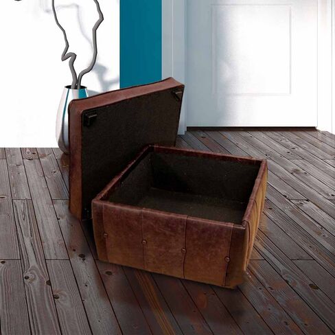 Chesterfield Graham Storage Footstool Pouffe UK Manufactured Leather Suites