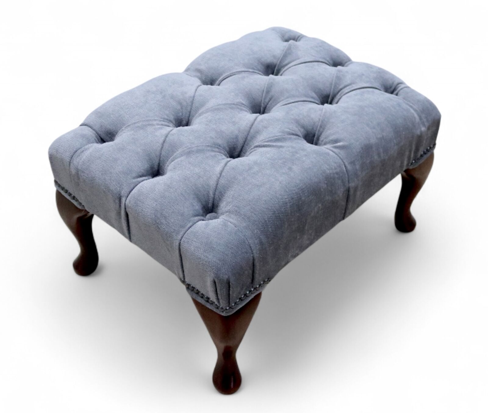 Chesterfield Queen Anne Footstool Pimlico Carbon Fabric