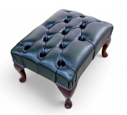 Chesterfield Queen Anne Footstool UK Manufactured Antique Green