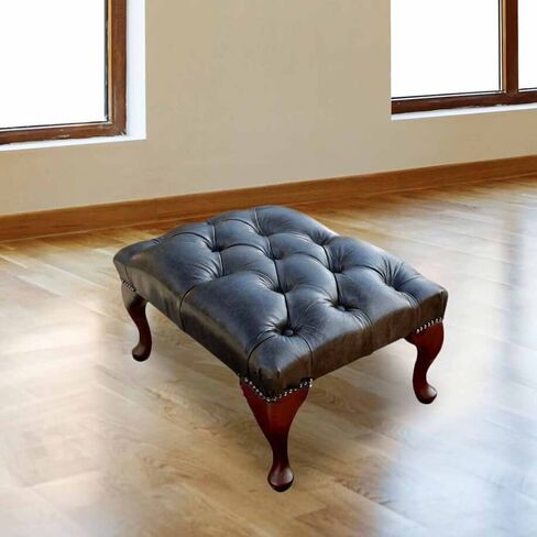 Chesterfield Queen Anne Footstool UK Manufactured Old English Alga Green