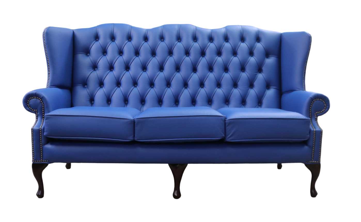 Ultramarine Blue Chesterfield 3 Seater High Back sofa DesignerSofas4U