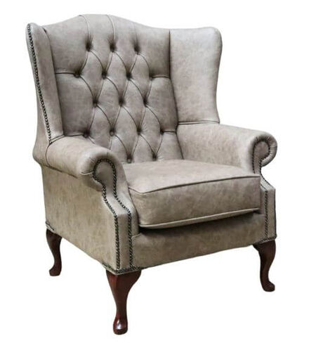 Chesterfield Bloomsbury Flat Wing Queen Anne High Back Wing Chair Saloon Hare Leather