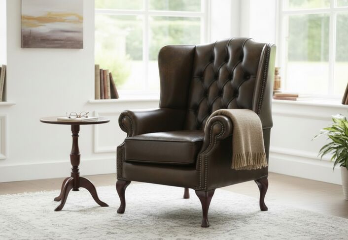 Chesterfield Bloomsbury Flat Wingback Armchair Antique Gold Leather