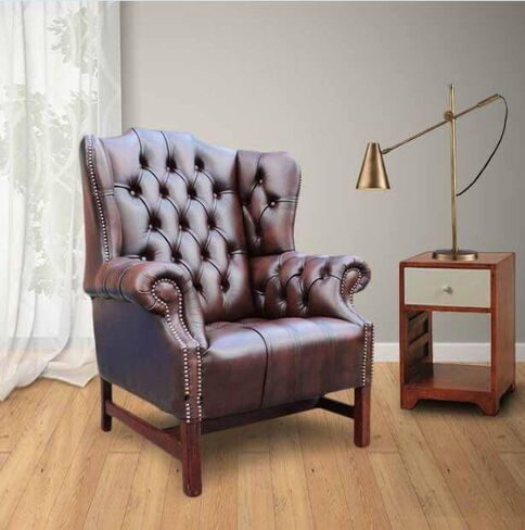 Chesterfield Churchill High Back Wing Chair UK Manufactured Antique Brown