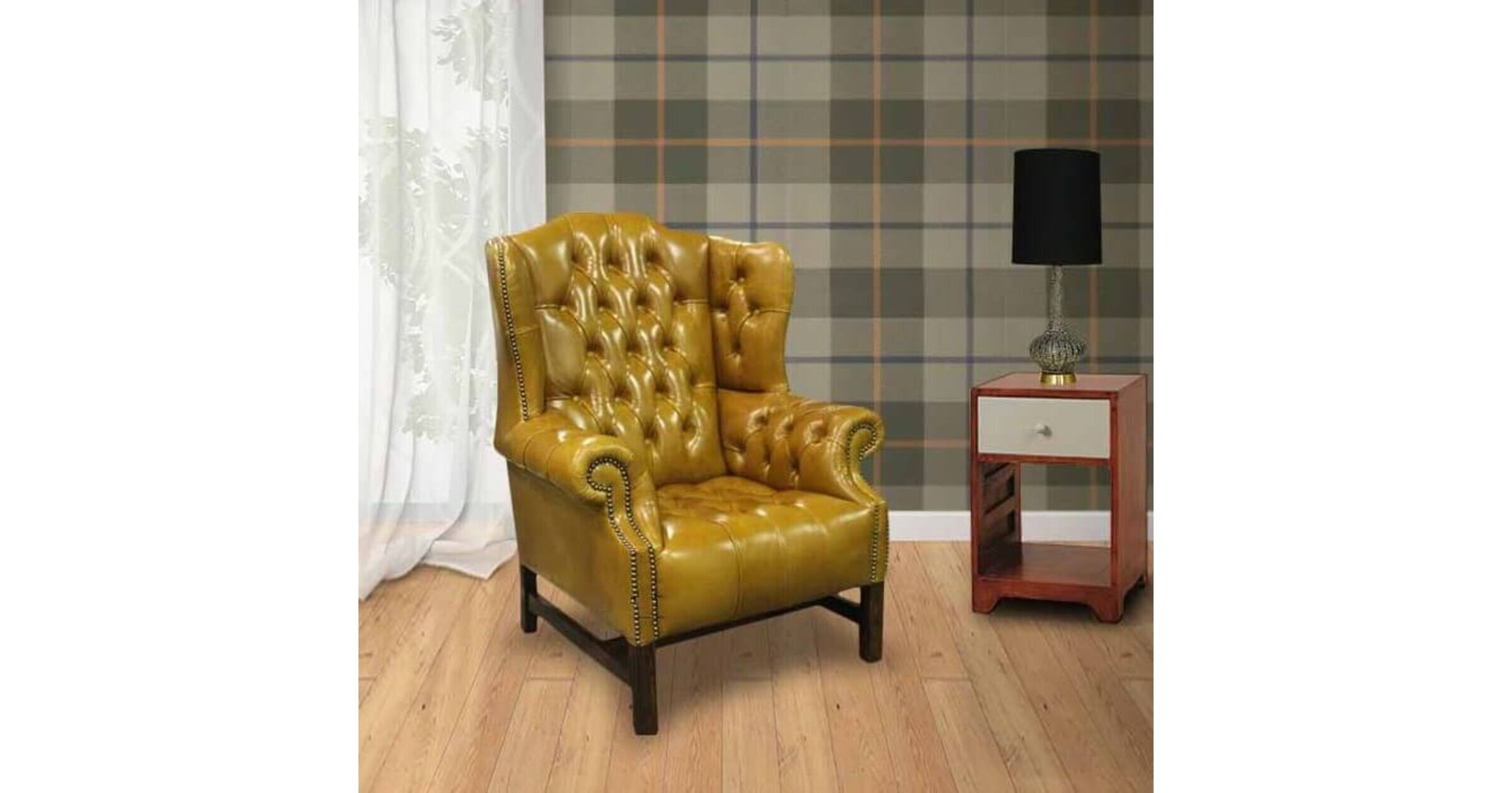 Newcastle Chesterfield Churchill Wing chair DesignerSofas4U