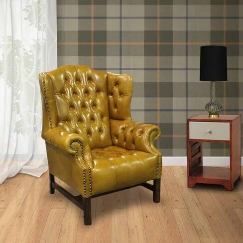 Chesterfield Churchill High Back Wing Chair UK Manufactured Newcastle Spice Leather