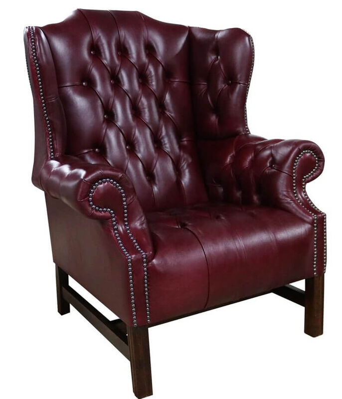 Product photograph of Old English Burgundy Leather Chesterfield Churchill High Back Amp Hellip from Designer Sofas 4U