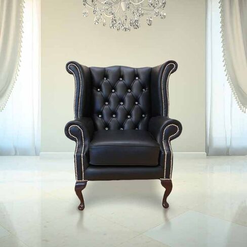 Chesterfield Crystal High Back Wing chair | DesignerSofas4U