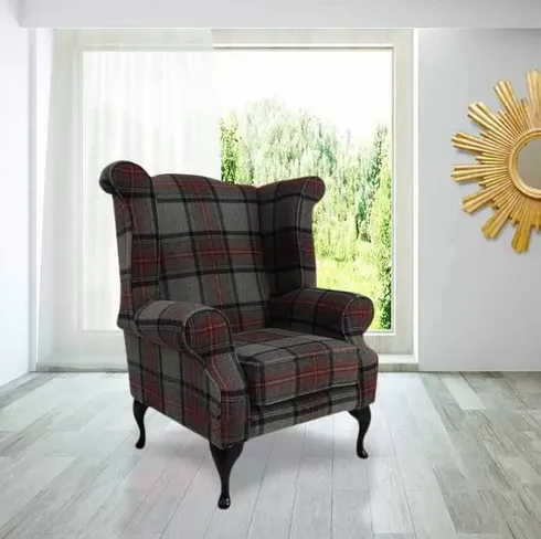 Modern Chesterfield Edward Wool Tweed Wing chair | DesignerSofas4U