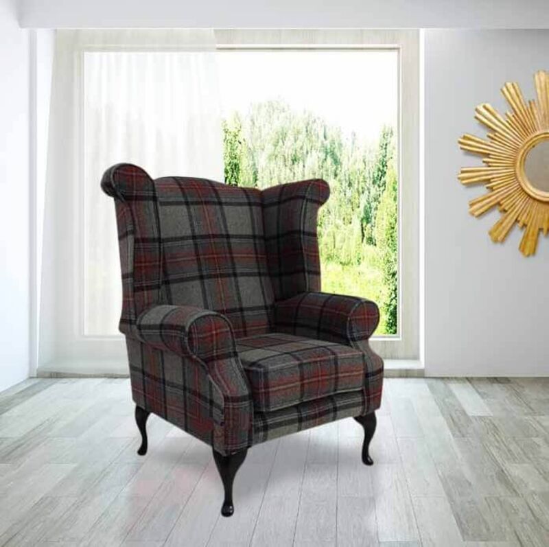 Product photograph of Modern Chesterfield Edward Wool Tweed Wing Chair Designersofas4u from Designer Sofas 4U