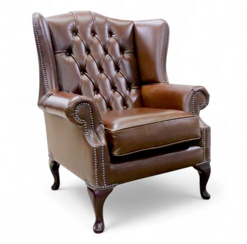 Chesterfield Mallory High Back Wing Chair Newcastle Cigar Leather