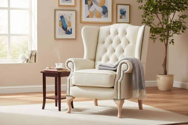 Chesterfield Mallory Wingback Chair – Cream Leather