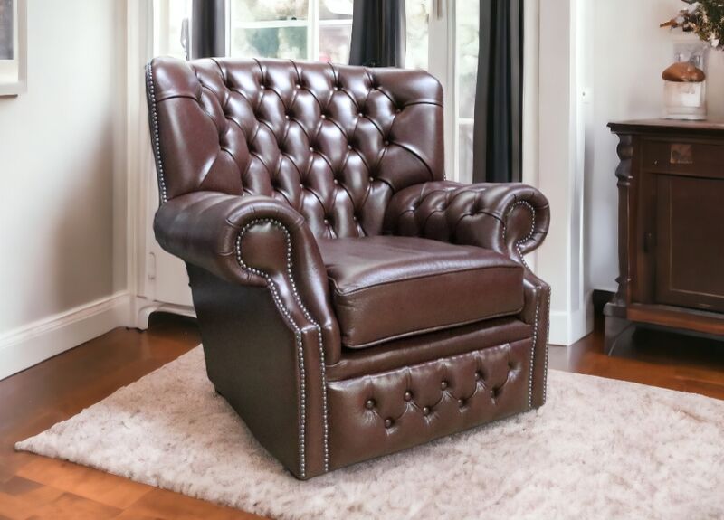 Product photograph of Chesterfield Monks High Back Wing Chair Byron Conker Amp Hellip from Designer Sofas 4U