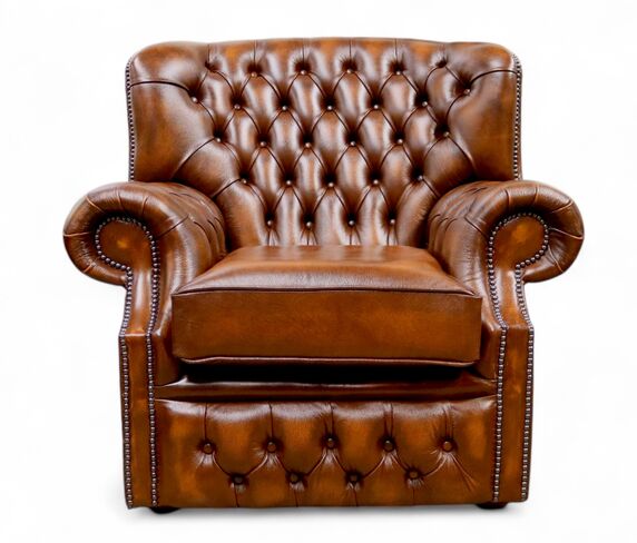Chesterfield Monks High Back Wing Chair Antique Tan UK Manufactured Armchair