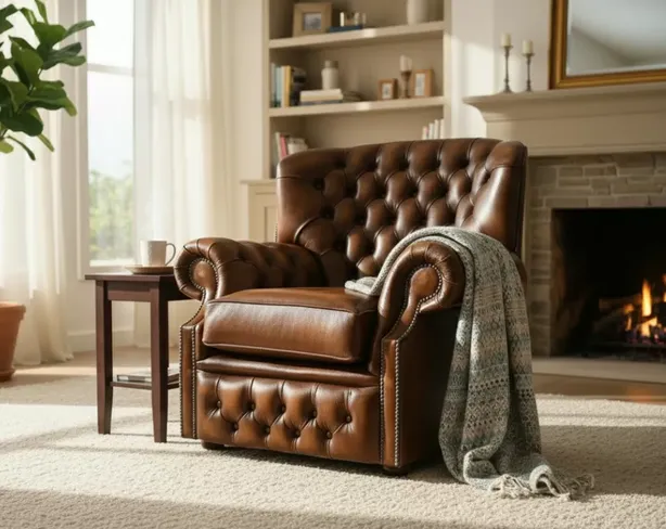 Chesterfield Monks High Back Wing Chair Antique Tan UK Manufactured Armchair