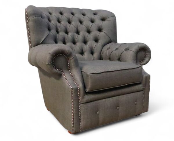 Chesterfield Monks High Back Wing Chair Armchair Charles Charcoal