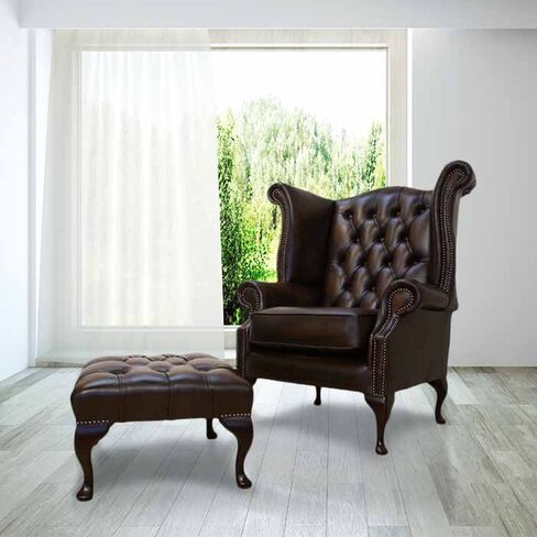 Buy Blenheim 4 seater leather Chesterfield sofa | Green