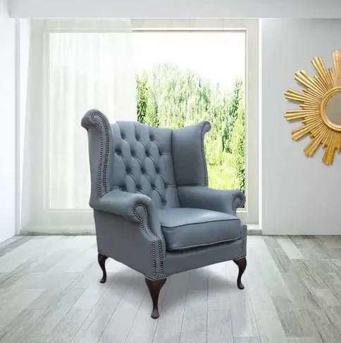 Belvedere Chesterfield Leather Queen Anne Armchair
