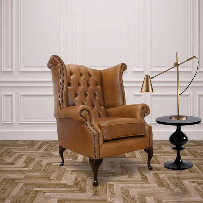 Upholstered Retro Velvet Wing Back Chair Chesterfield Queen