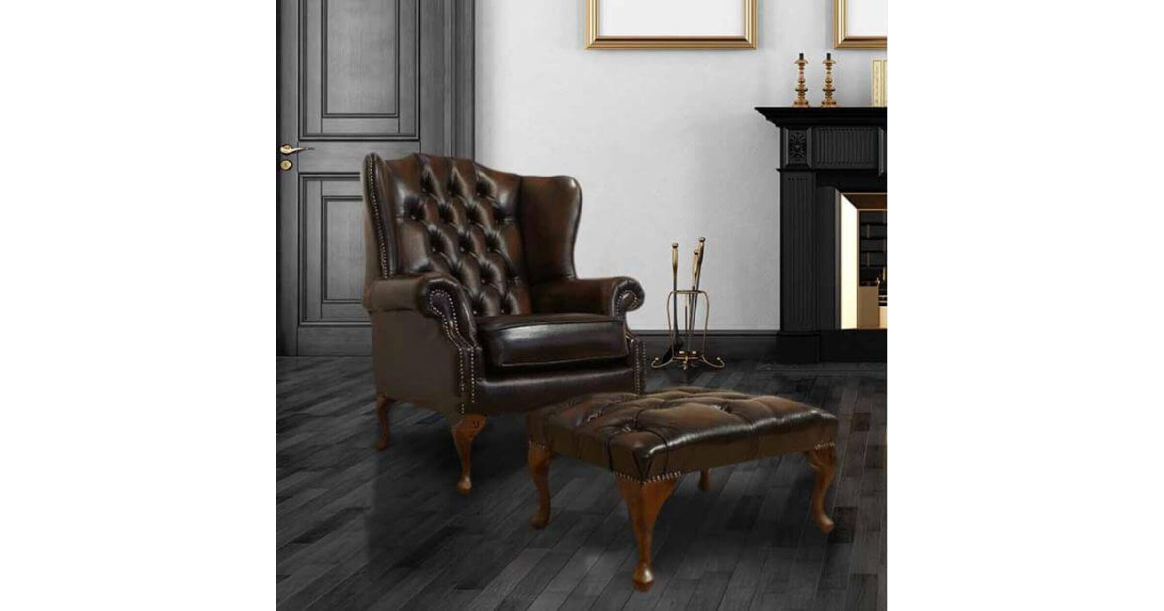 Chesterfield Stamford High Back chair footstool DesignerSofas4U