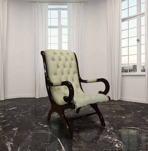 Chesterfield York Slipper Chair Cream Leather