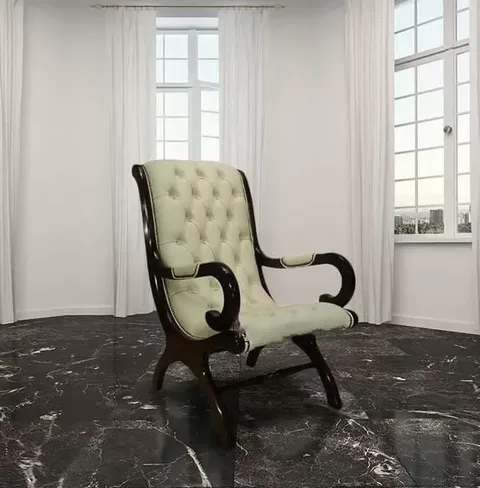 Chesterfield York Slipper Chair Cream Leather
