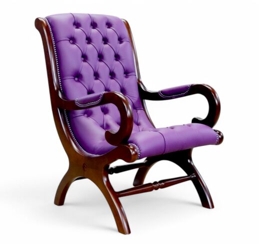 Chesterfield York Slipper Chair Wineberry Purple Leather