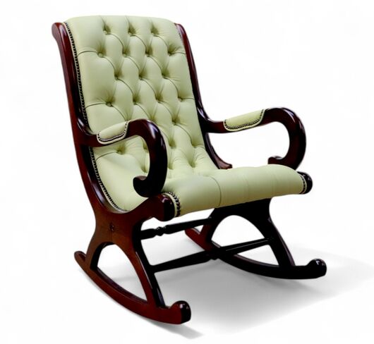 Chesterfield York Slipper Rocking Chair Chartreuse Green Leather