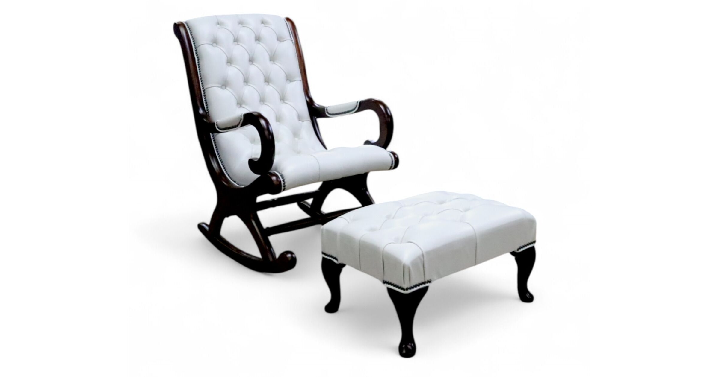 Ghost White Chesterfield York Slipper Rocking chair With Foostool ...