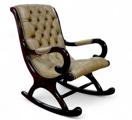 Chesterfield York Slipper Rocking Chair Old English Parchment Leather