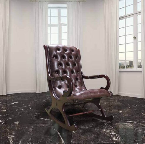 Chesterfield York Slipper Rocking Chair Old English Smoke Leather