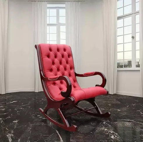 Chesterfield York Slipper Rocking Chair Red Leather
